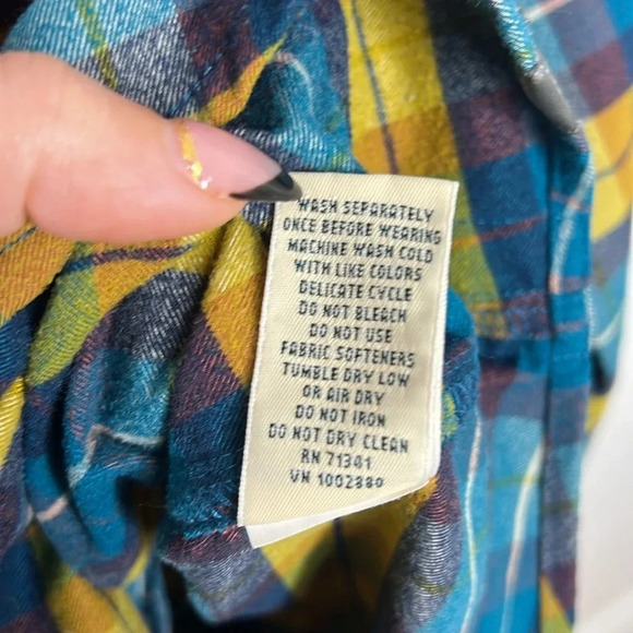 L.L Bean Scotch Plaid Button Up Collard Long Sleeve Flannel Granola Girl Shirt - Picture 10 of 12